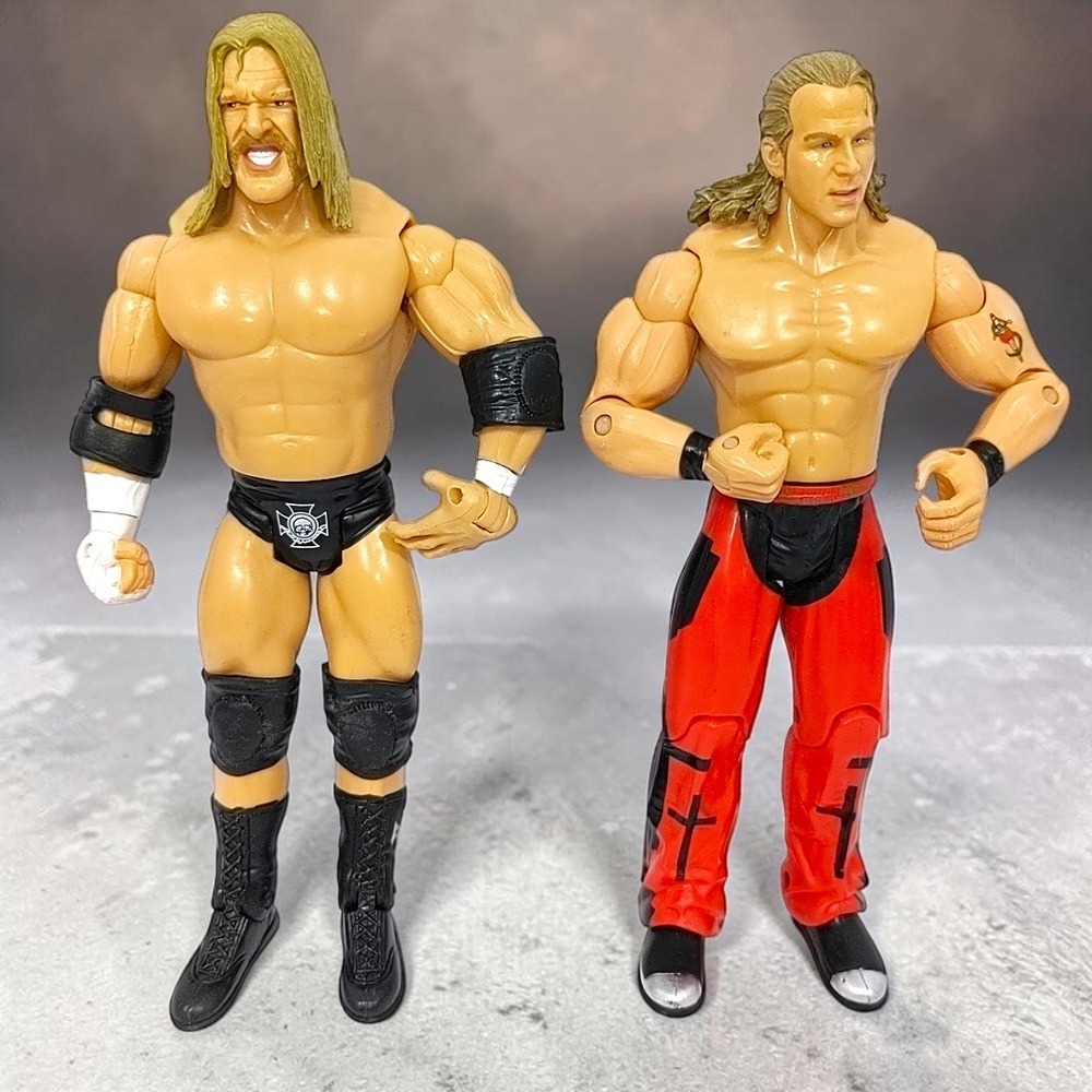 VTG 2003 Jakks WWE Triple H Shawn Michael DX Action Figure Set HBK HHH Wrestling